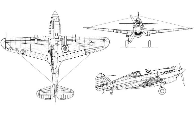 WAR Curtiss P-40 Kittyhawk WP40 3D view
